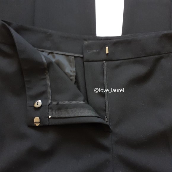 Lafayette 148 Wool Crepe Straight Leg Trouser Pant Black Size 10 - Picture 6 of 11